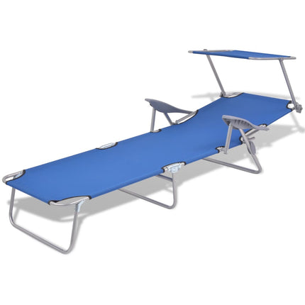 Chaise longue avec auvent Acier Bleu