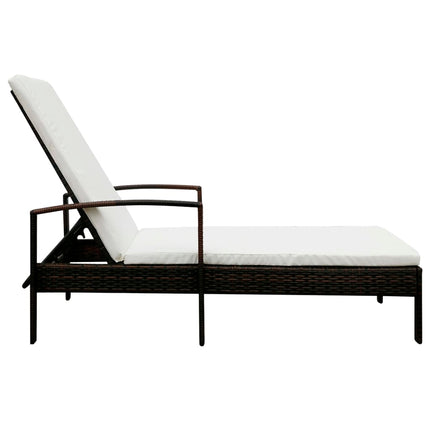 Chaise longue avec coussin Résine tressée Marron