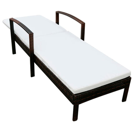 Chaise longue avec coussin Résine tressée Marron