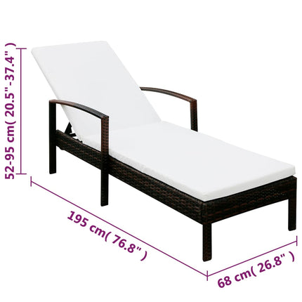Chaise longue avec coussin Résine tressée Marron