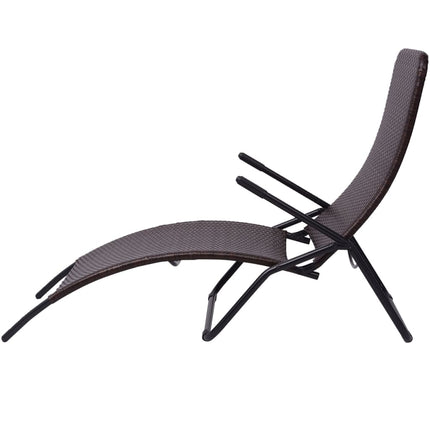 Chaise longue pliable résine tressée marron