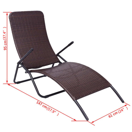 Chaise longue pliable résine tressée marron
