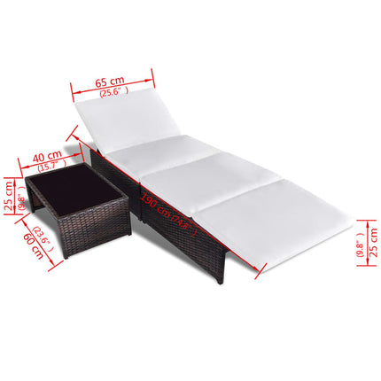 Chaises de jardin inclinables lot de 2 et table résine tressée