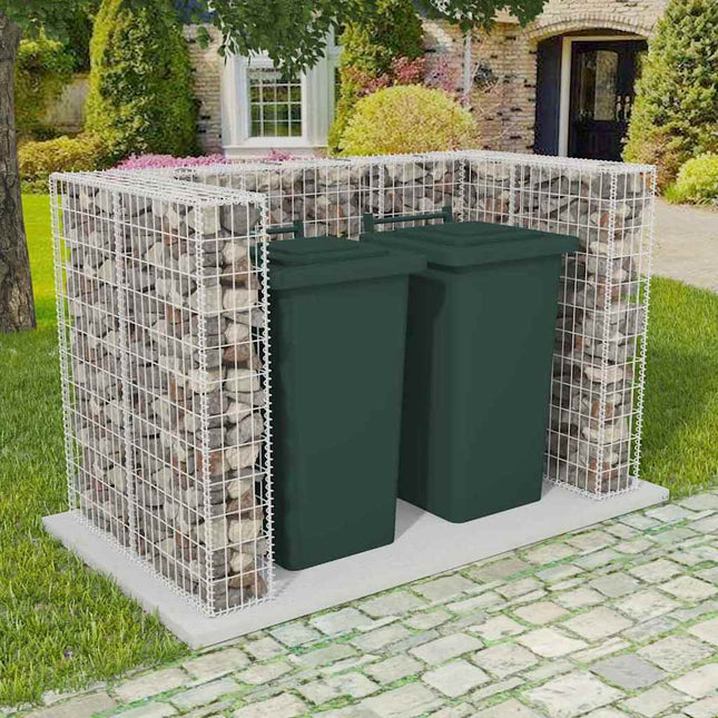 Cadre à gabion de poubelle double Acier 180 x 100 x 120 cm