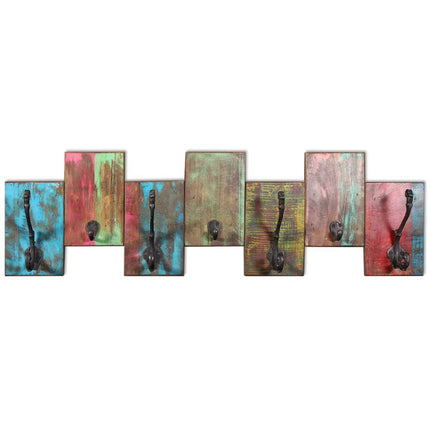 Porte-manteau avec 7 crochets Bois massif de récupération