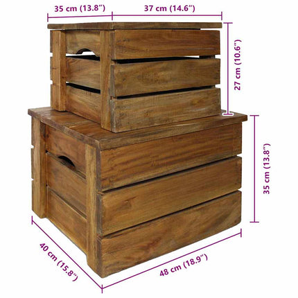 Ensemble de caisse de rangement 2 pcs bois d'acajou massif