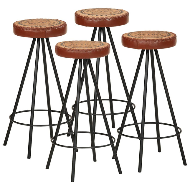 Tabourets De Bar Lot De 4 Cuir Véritable avec 4 pieds