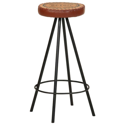 Tabourets De Bar Lot De 4 Cuir Véritable avec 4 pieds