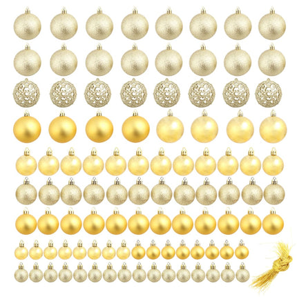 Ensemble de boules de Noël 100 pcs 3/4/6 cm Doré