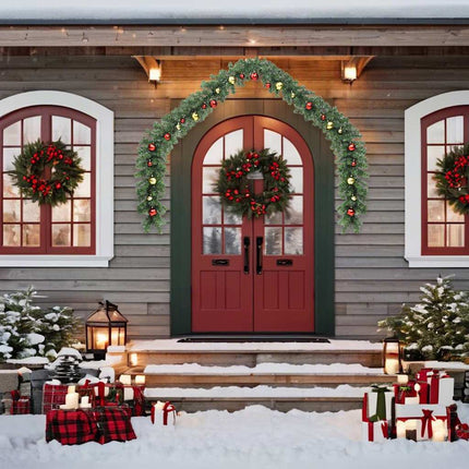 Guirlande de Noël décorée avec boules et lumières LED 5 m