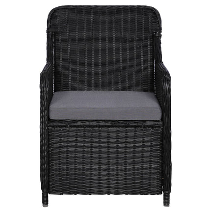 lot de 2 Chaises d'extérieur avec coussins Résine tressée Noir