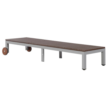 Chaise longue avec roues Résine tressée Marron