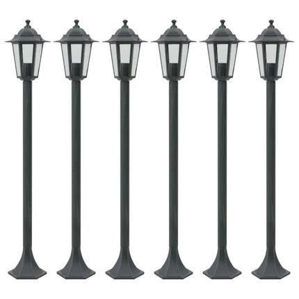 Lampe de jardin à piquet 6 pcs E27 110 cm Aluminium Vert foncé