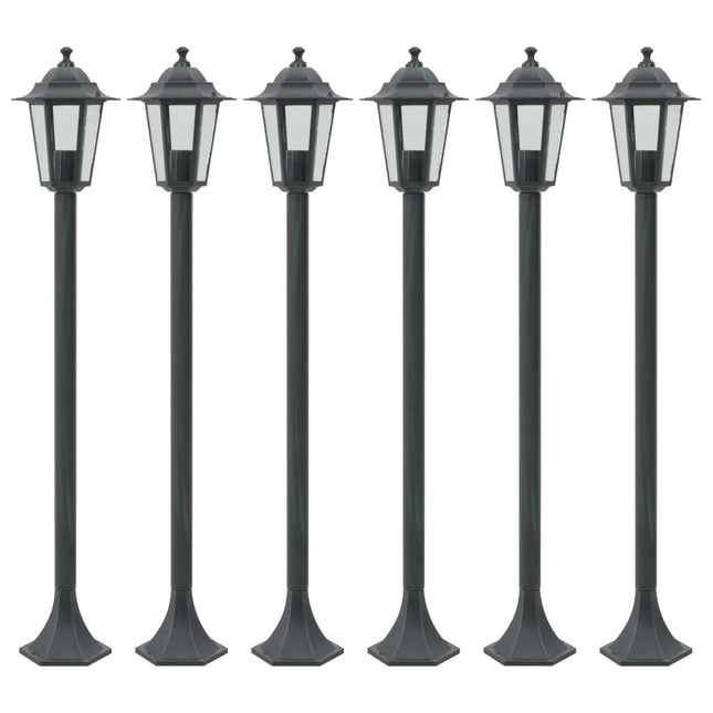 Lampe de jardin à piquet 6 pcs E27 110 cm Aluminium Vert foncé