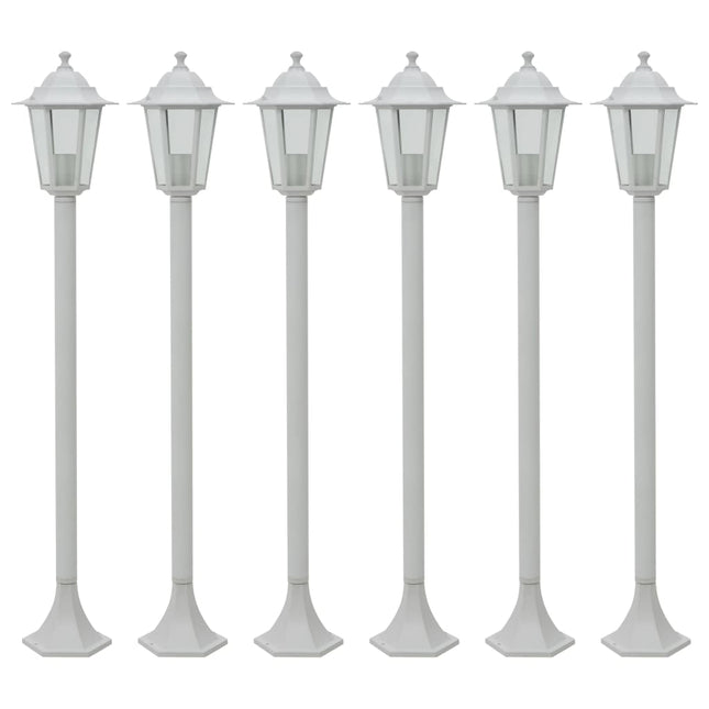 Lampe de jardin à piquet 6 pcs E27 110 cm Aluminium Blanc