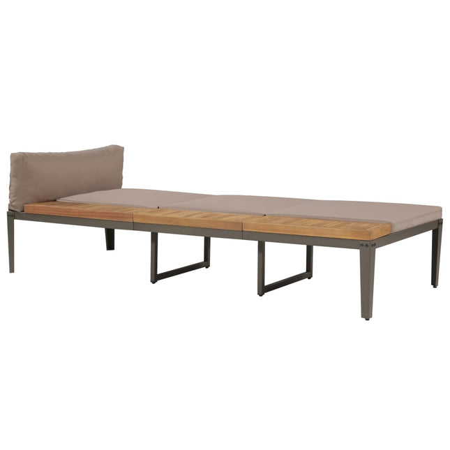 Chaise longue avec coussins Bois d'acacia solide Marron