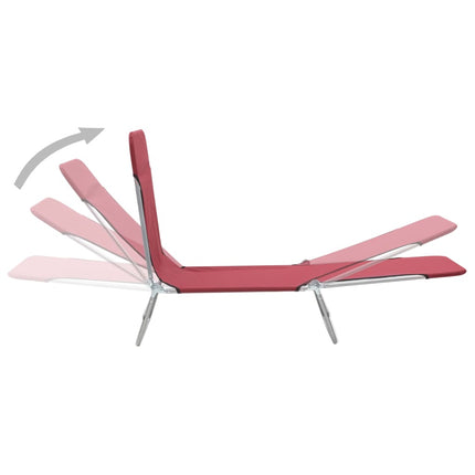 Chaises longues pliables lot de 2 Acier et tissu Rouge