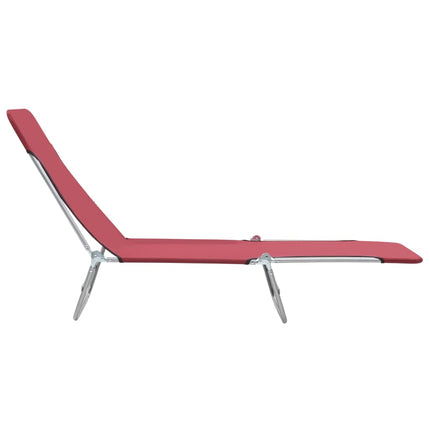 Chaises longues pliables lot de 2 Acier et tissu Rouge