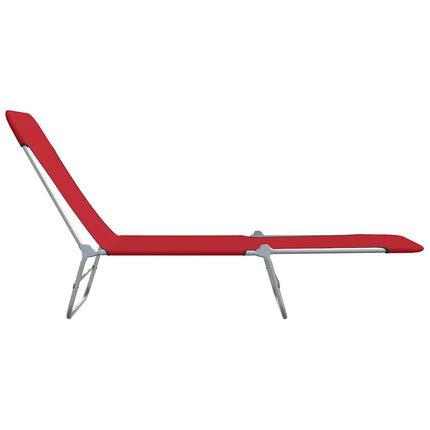 Chaises longues pliables lot de 2 Acier et tissu Rouge