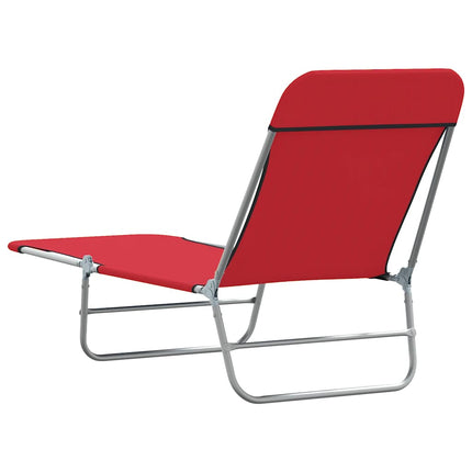 Chaises longues pliables lot de 2 Acier et tissu Rouge