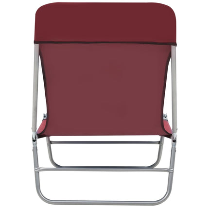 Chaises longues pliables lot de 2 Acier et tissu Rouge