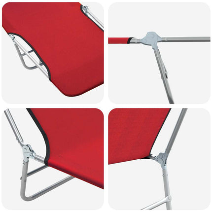 Chaises longues pliables lot de 2 Acier et tissu Rouge