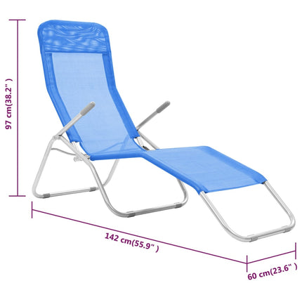 Chaises longues pliables lot de 2 Textilène Bleu