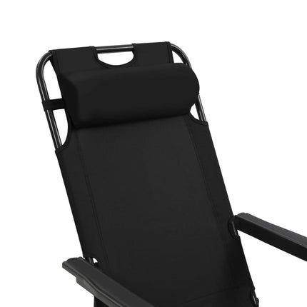 Chaises longues pliables 2 pcs avec repose-pied Acier Noir