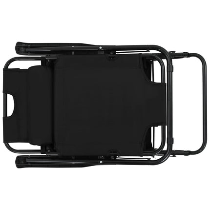 Chaises longues pliables 2 pcs avec repose-pied Acier Noir