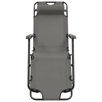 Chaises longues pliables 2 pcs avec repose-pied Acier Gris