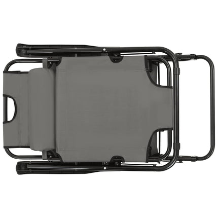 Chaises longues pliables 2 pcs avec repose-pied Acier Gris