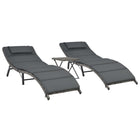 Salon de jardin pliable 3 pcs Résine tressée Gris