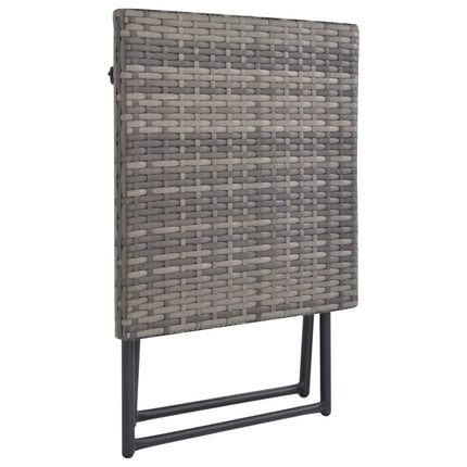 Salon de jardin pliable 3 pcs Résine tressée Gris