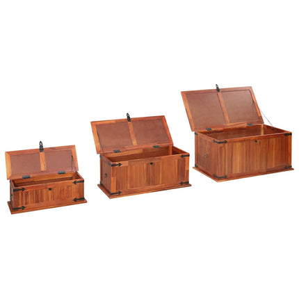 Coffres de rangement 3 pcs Bois d'acacia solide