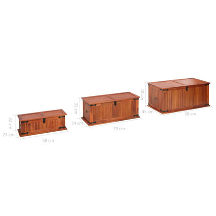Coffres de rangement 3 pcs Bois d'acacia solide