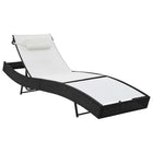 Chaise longue avec oreiller Résine tressée Noir