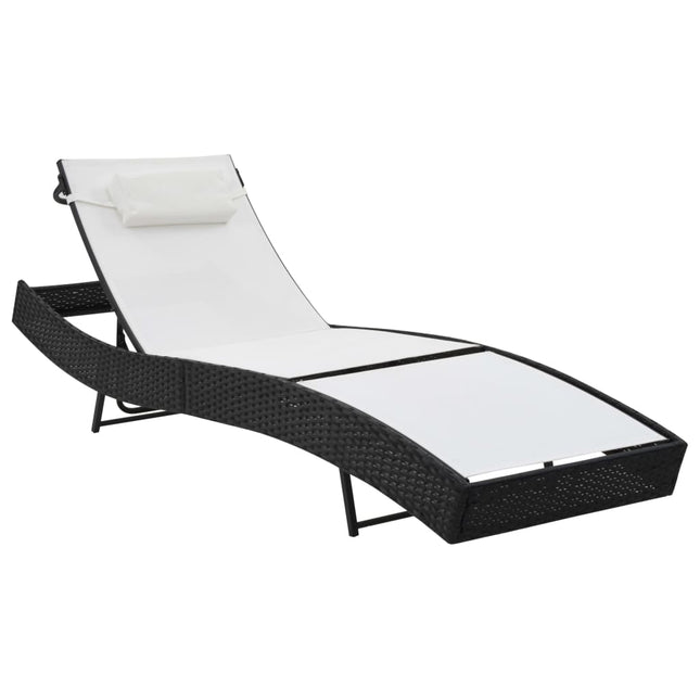 Chaise longue avec oreiller Résine tressée Noir