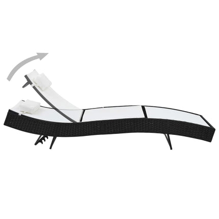 Chaise longue avec oreiller Résine tressée Noir