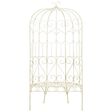 Banc de jardin 95 cm Fer Blanc antique