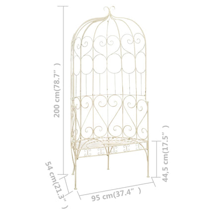 Banc de jardin 95 cm Fer Blanc antique