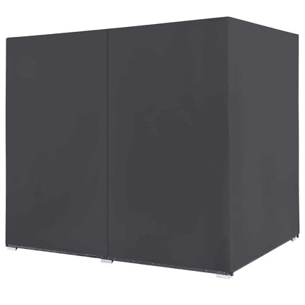 Chaise longue d'extérieur avec rideaux Résine tressée Gris