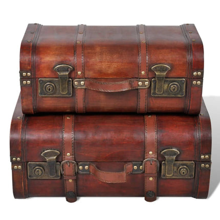 Coffre de rangement vintage Bois Marron 2 pcs