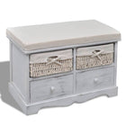 Banc de rangement Blanc 62x33x42 cm Bois de paulownia