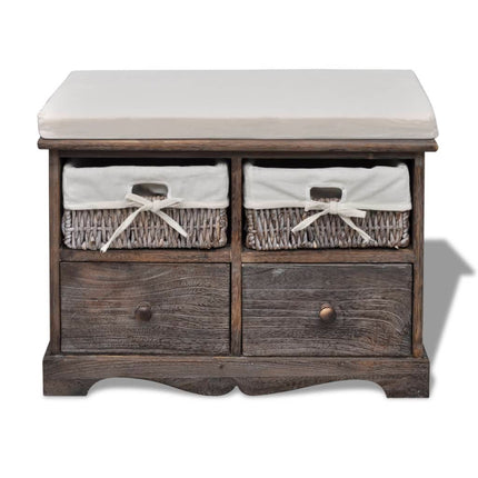 Banc de rangement Marron 62x33x42 cm Bois de paulownia