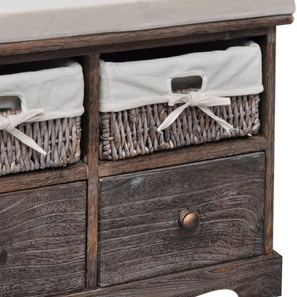 Banc de rangement Marron 62x33x42 cm Bois de paulownia