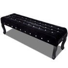 Banc noir tissu velours avec boutons en cristal