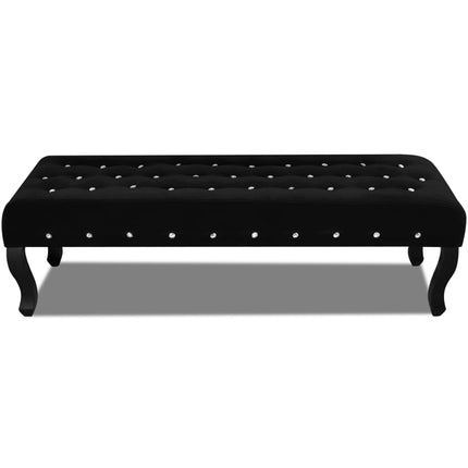 Banc noir tissu velours avec boutons en cristal