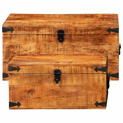 Coffre de rangement 2 pcs Bois de manguier brut