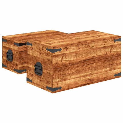 Coffre de rangement 2 pcs Bois de manguier brut