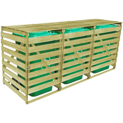 Abri pour poubelle triple 240 L Bois imprégné